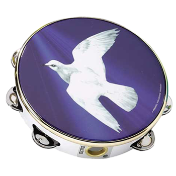 Remo TA-9108-18 8'' Praise Tambourine Single Row - Religious Dove Deisgn