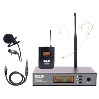 CAD WX1000BP Wireless Bodypack Microphone System with Lavalier, Headset, and Guitar Cable