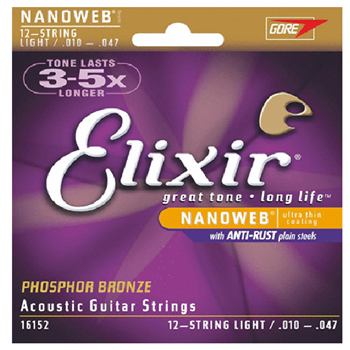 Elixir 16152 Nanoweb Phosphor Bronze 12 String Light 10-47