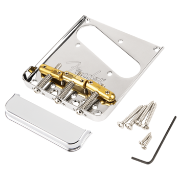 Fender 0990808000 3-Saddle Top Load/string Thru Tele Bridge. Comp Brass Saddles