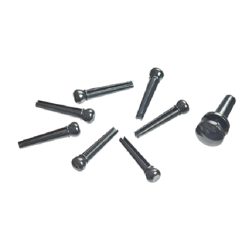 D'Addario PWPS10 7 Plastic Bridge Pin, 1 End Pin, Bk, Ivory Dot