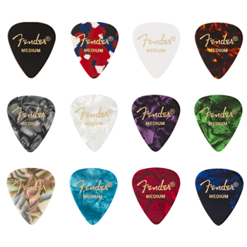 Fender 0980300300 Celluloid Medley Picks, 351 Shape - 12 Pack