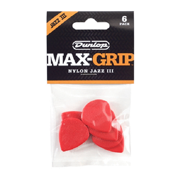 Dunlop 471P3N Maxgrip Jazz III Picks - Red Nylon (6pk)