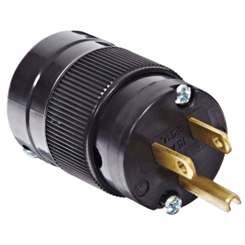 Marinco 5266BL Male 125v/15a U Ground Inline Connector - Black
