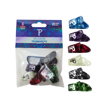 Perris CTP-AST1 Celluloid Thumbpicks - Assorted Colours (6pk)