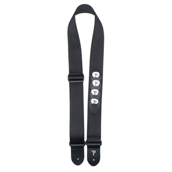 Perris NWSHN-7114 2"  Nylon Guitar Strap with 4 Pick Pocket - Black