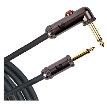 D'Addario PW-AGLRA-10 Right Angle Instrument Cable /w Mute Switch - 10 ft
