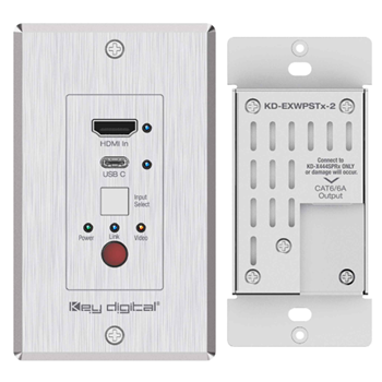 Key Digital KD-XWPS HDMI USB-C Over 50m CAT6 Wall Plate Extender Set