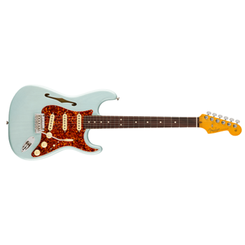 Fender 0171010726 Limited Edition Professional II Thinline Statocaster Electric Guitar - Transparent Daphne Blue w/ Hard Shell Case