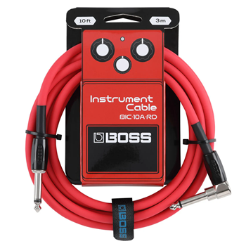 Boss BIC-10A-RD Straight to Right Angle Instrument Cable 10 ft - Red