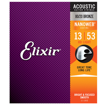 11182 Elixir Strings 80/20 Bronze Acoustic Strings 13-53