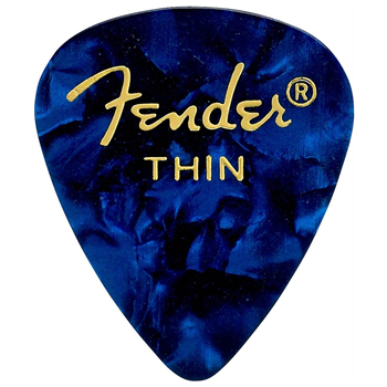 Fender 1980351702 Thin Blue Moto Premium Celluloid Picks, 351 Shape -12 Pack