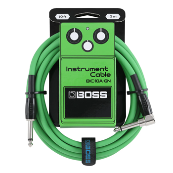 Boss BIC-10A-GN Straight to Right Angle Instrument Cable 10ft - Green