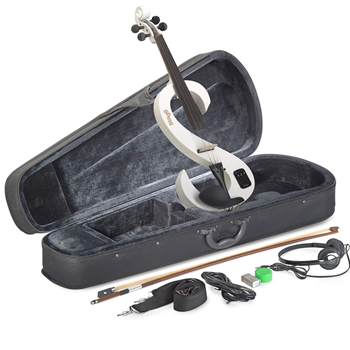 Stagg EVN 4-4 WH 4/4 Electric Violin Set - White with Softshell Case and Headphones