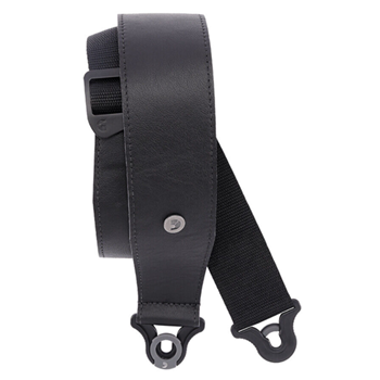 D'Addario 25BAL00 2.5'' Comfort Leather Auto Lock Guitar Strap - Black