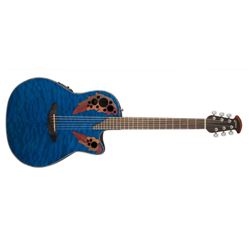 Ovation CE44P-8TQ Celebrity Elite Plus Hollow Body Acoustic-Electric - Blue TRansparent Quilt