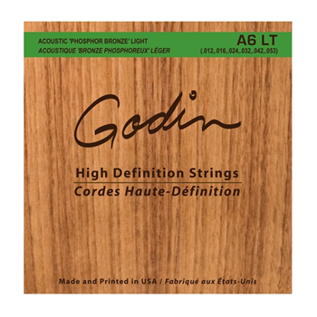 Godin 008995 A6- Phosphor Bronze Acoustic Guitar String Set - Light 11-53 A6LT