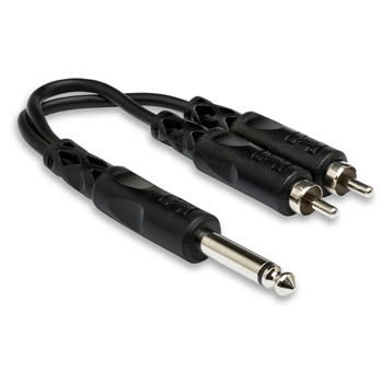 Hosa YPR-124 Dual RCA male to 1/4" TS male Y adapter
