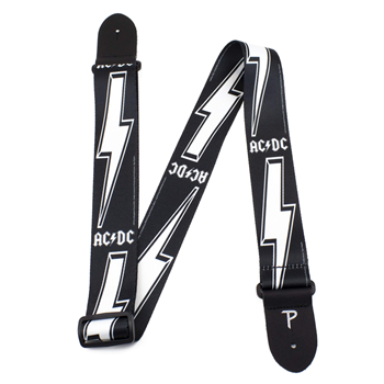Perris LPCP-1035 AC/DC White Logo And Bolt On Black Polyester Guitar Strap
