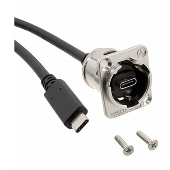 BRTB EHUSB31CFCM Switchcraft Nickle USB-C "D" Type Chassis Connector with 3 Foot Cable