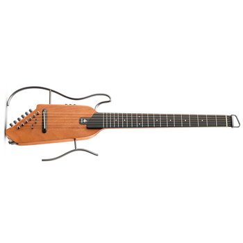 Donner HUSH-I-MAHOGANY Portable Ultra-Light and Quiet Performance Mahogany Body Headless Acoustic-Electric Guitar with Removable Frames - Natural w/ Gib Bag & Accessories
