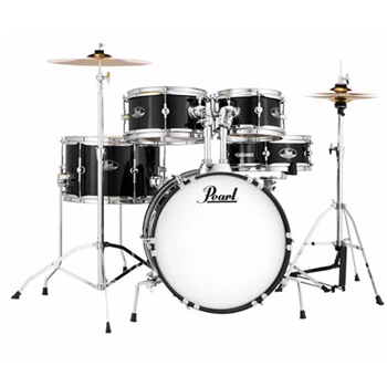 Pearl RSJ465CC31 Roadshow Junior 5-Piece Drumset w/ 16" Bass Drum, Hardware & Cymbals - Jet Black