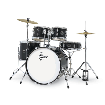 Gretsch RGE625BM Renegade Series 5-Piece Complete Drum Set with Hardware and Cymbals - Black Mist