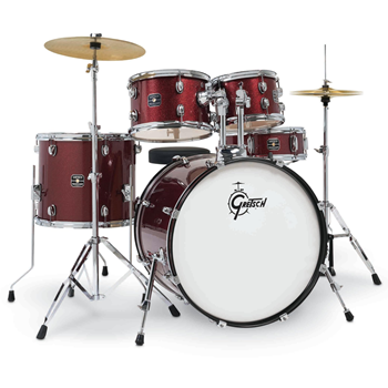 Gretsch RGE625RS Renegade Series 5-Piece Complete Drum Set with Hardware and Cymbals - Ruby Sparkle
