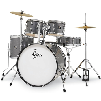 Gretsch RGE625GS Renegade Series 5-Piece Complete Drum Set with Hardware and Cymbals - Grey Sparkle