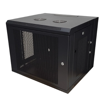 Phantom Cables RM-561-9U Wall Mount Swing Cabinet 9U x 18.5" Usable Depth Perforated Doors - Black