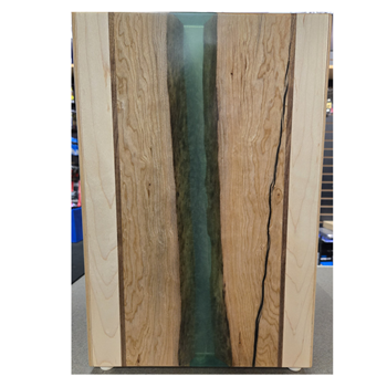 Wood Tone CAJONRESIN Custom Cats Paw Cherry 18" Cajon w/Maple, Walnut, Live Edge Cherry & Epoxy