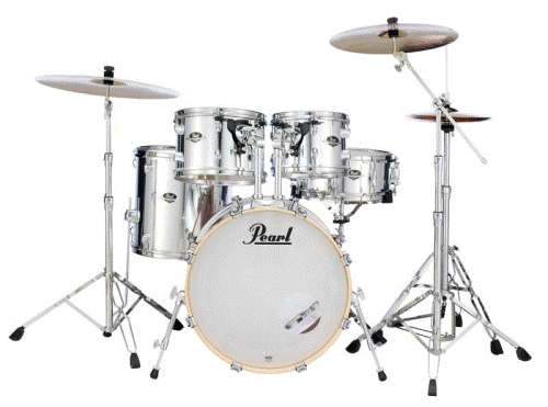 PEARL EXX725SPC49-RSG1 Export EXX 5-Piece Drum Kit - 22/14SD/16FT/12/10 Hardware, Cymbals, Throne, Mirror Chrome