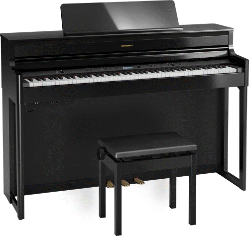 ROLAND HP704-PE-WSB Digital Piano - Polished Ebony w/ Stand & Bench